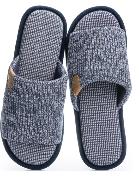 Men\'s Dark Blue Cozy Memory Foam Slippers Indoor Outdoor Slip On House Shoes